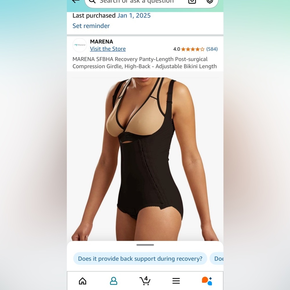 MARENA SFBHA Recovery Panty-Length Post-surgical Compression Girdle, High-Back